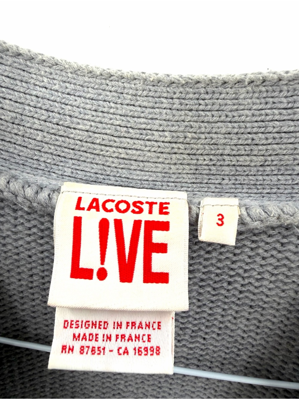 Lacoste Live varsity gray button front patch preppy feminine casual cardigan - Picture 5 of 6
